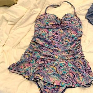Beachwear one piece rouched bath kai it. Halter , size 12. Padded soft cups